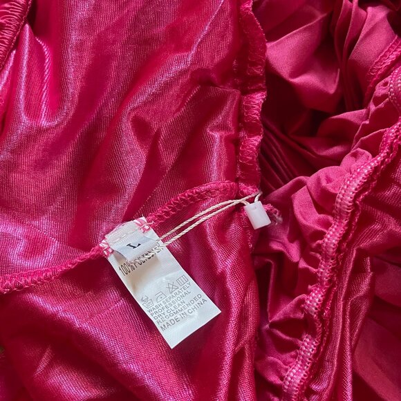 Hot Pink Women's Off Shoulder Pleated Maxi Dress - Fuchsia Flowy Boho Chic L - Picture 8 of 9